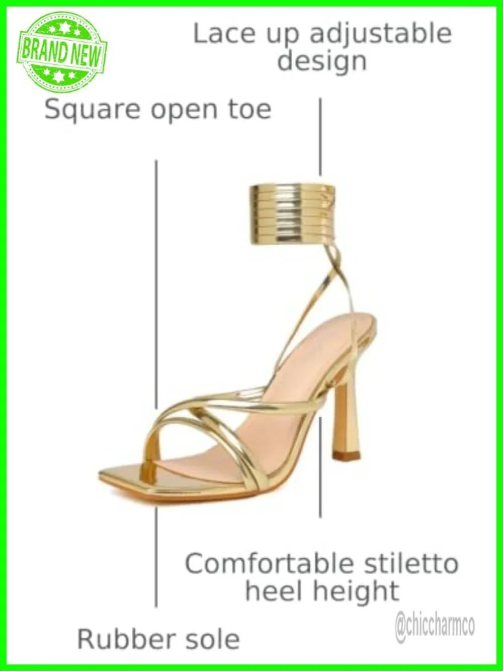 Strappy Lace Up Square Open Toe Heeled Sandals Faux Leather